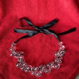 Mixit Clear Acrylic Chunky Beaded Necklace with Black Ribbon NEVER WORN